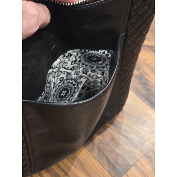 Vera Bradley Leather Cross Body Bag Quilted Paisley Lining Adjustable Moto - Picture 3 of 15